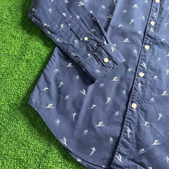 American Eagle Long Sleeve Button Down Seriously Soft Blue Skier Shirt Size S - Picture 4 of 11